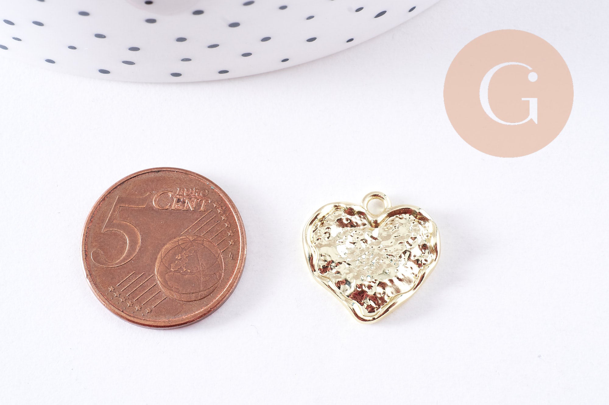 Gingerlily Pendentifs Cœur texturé zamac doré G10698 x5