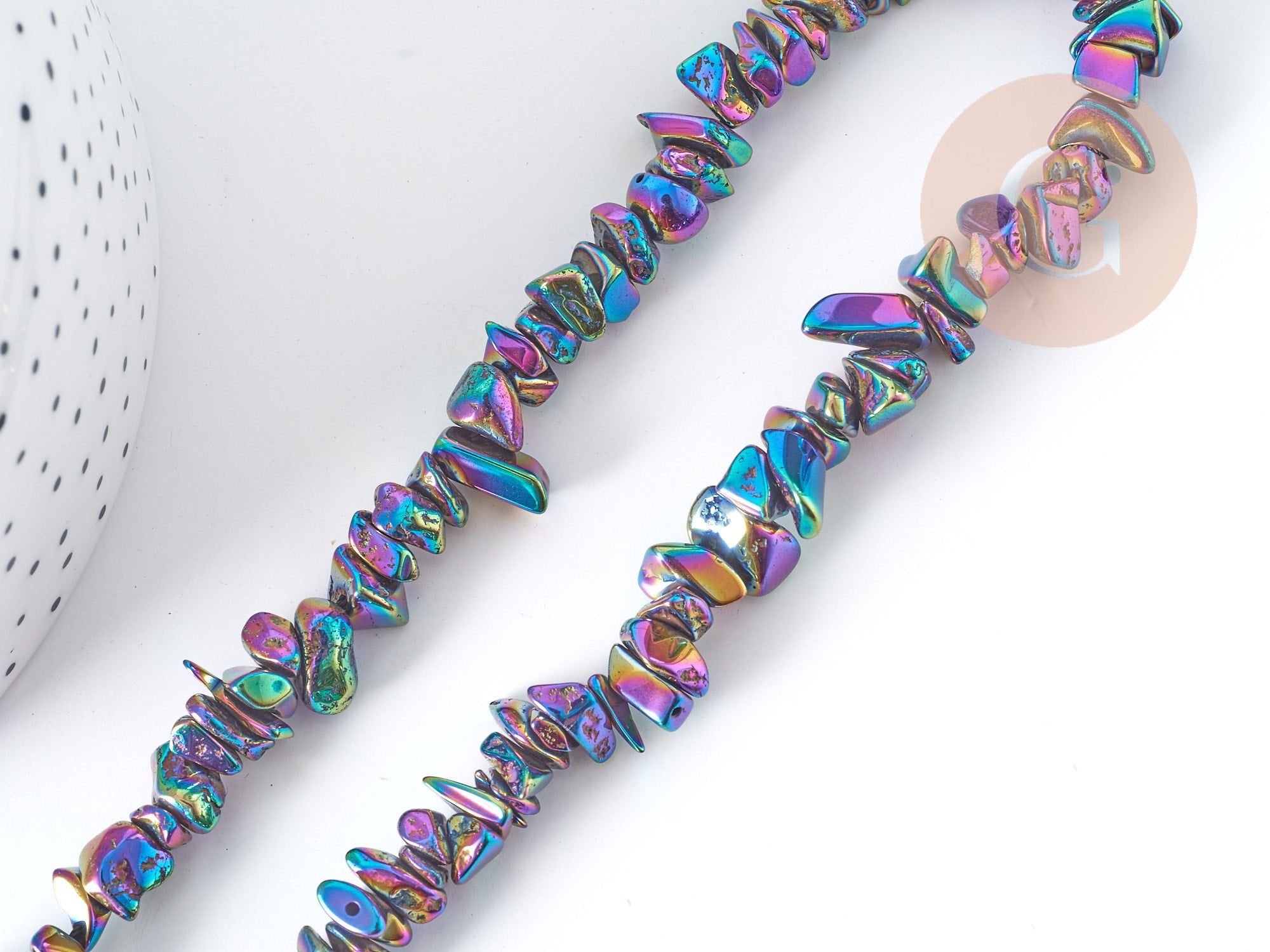 Gingerlily Perles pépites hématite multicolore 5-15mm fil 39cm