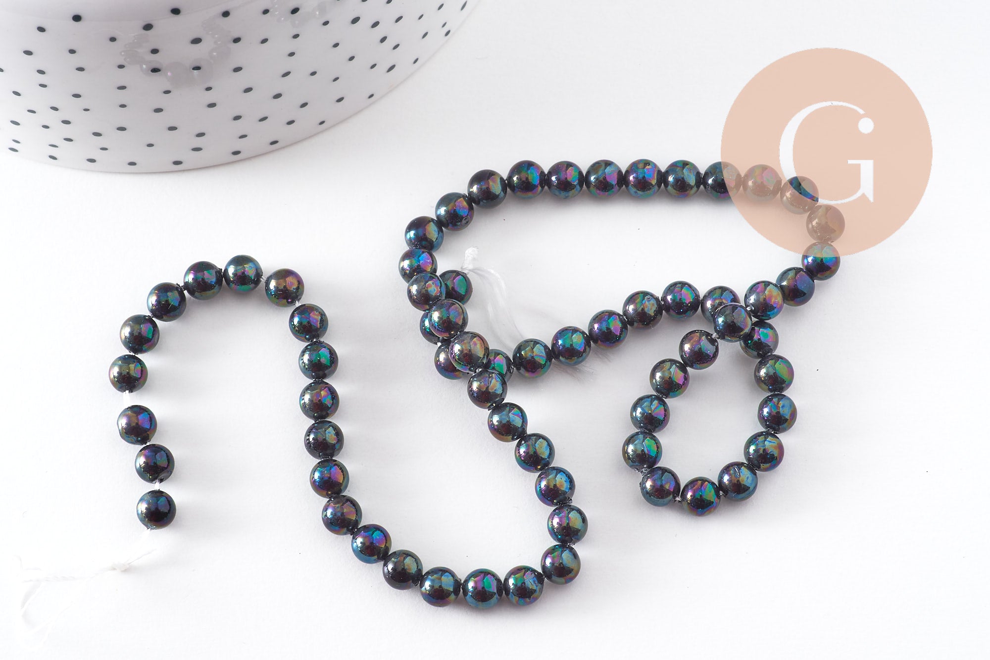 Gingerlily Perles nacre noire 6mm eau douce fil 40cm