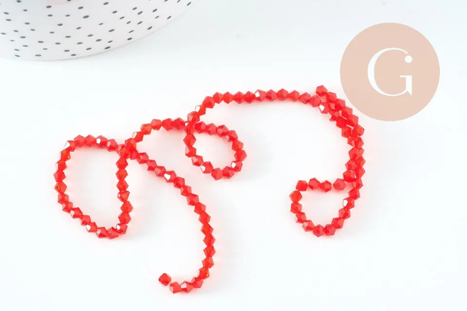 Gingerlily Perles toupies cristal rouge transparent 3,5mm fil