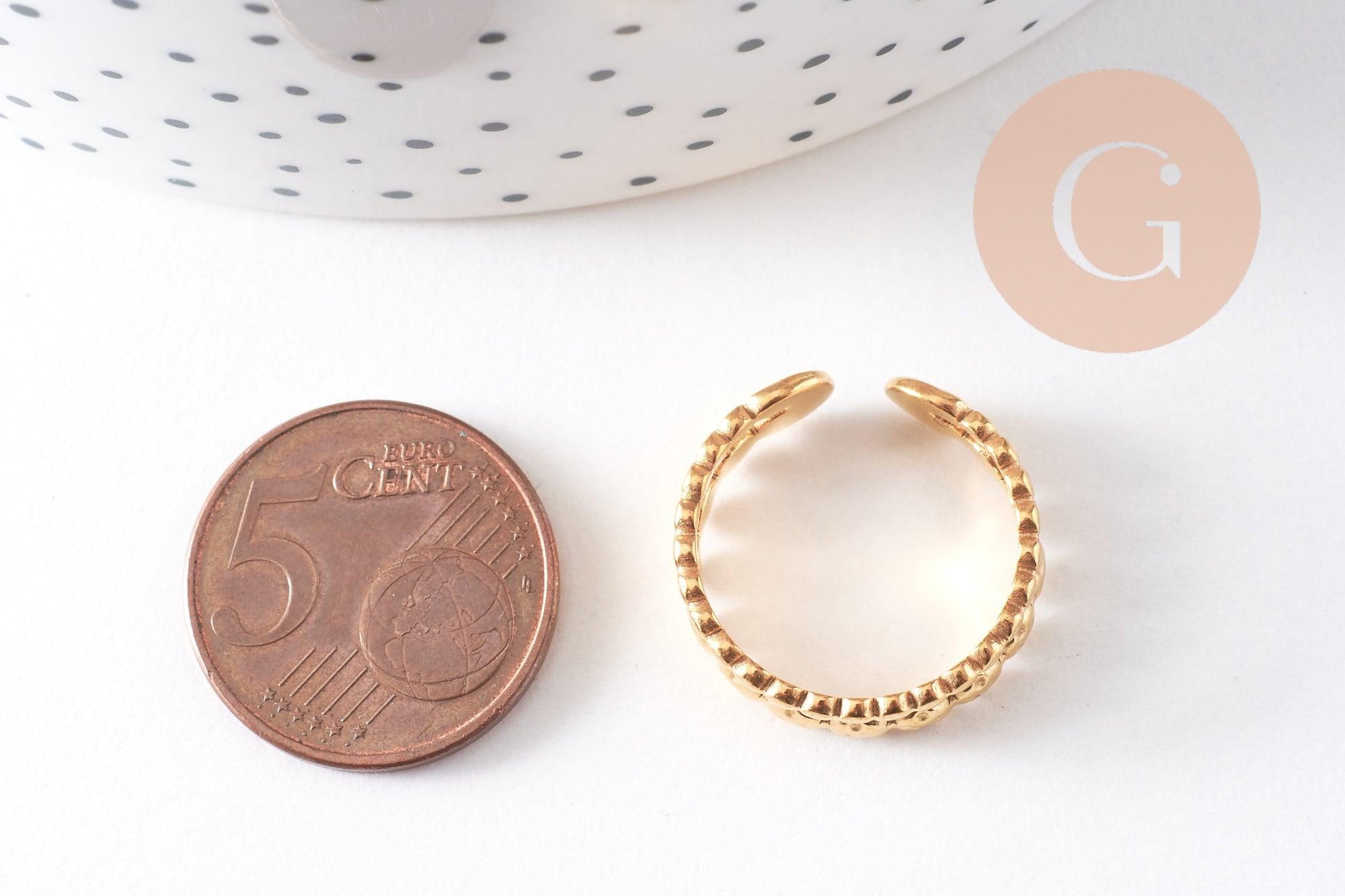Gingerlily bague réglable boules acier 304 doré x1 taille 57