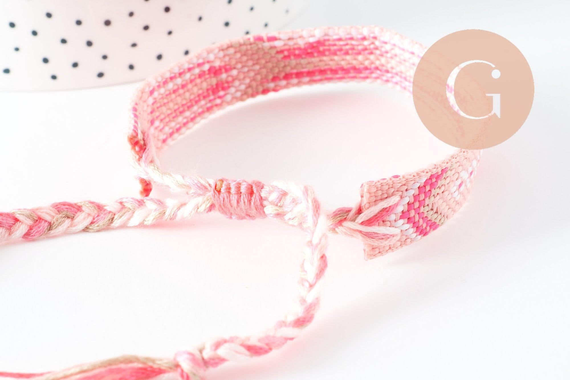 Gingerlily Bracelet brésilien tissé rose réglable