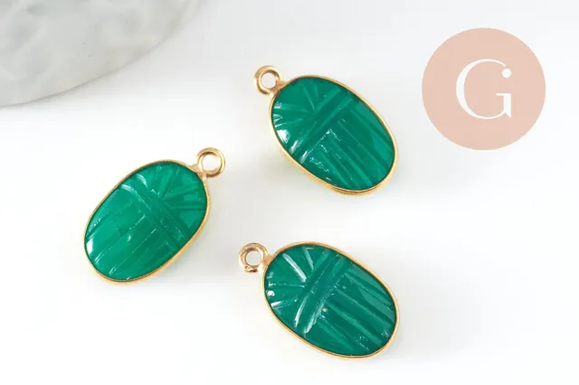 Gingerlily Pendentif scarabée G9442 onyx verte 20mm x1