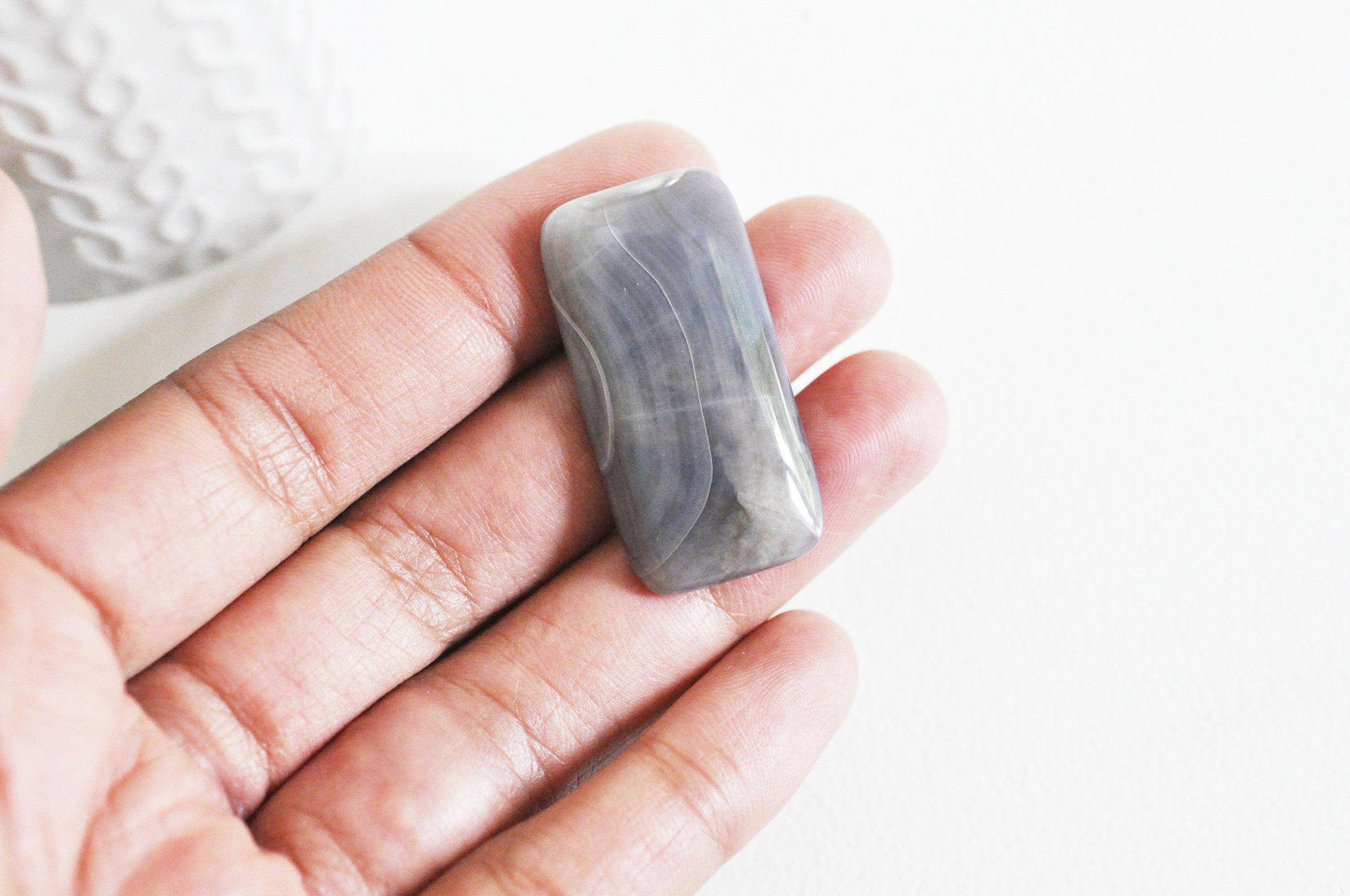 Gingerlily Cabochon agate grise rectangle 39mm