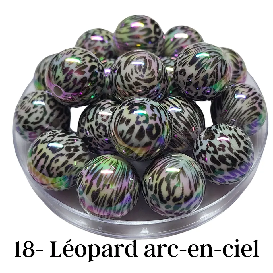 Artshop Boules 20MM 18 perles léopard rainbow x1