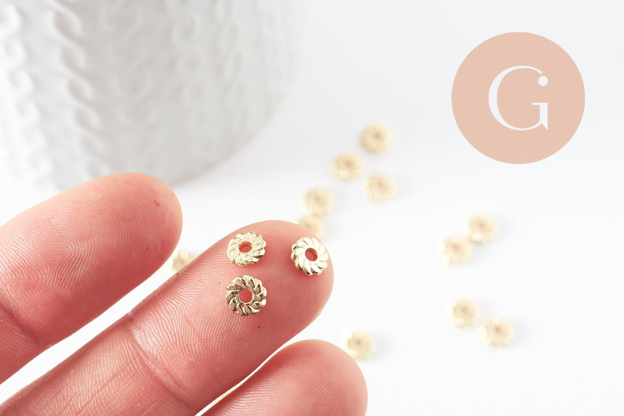 Gingerlily Perles G9545 rondelle striée dorée 6mm lot 20