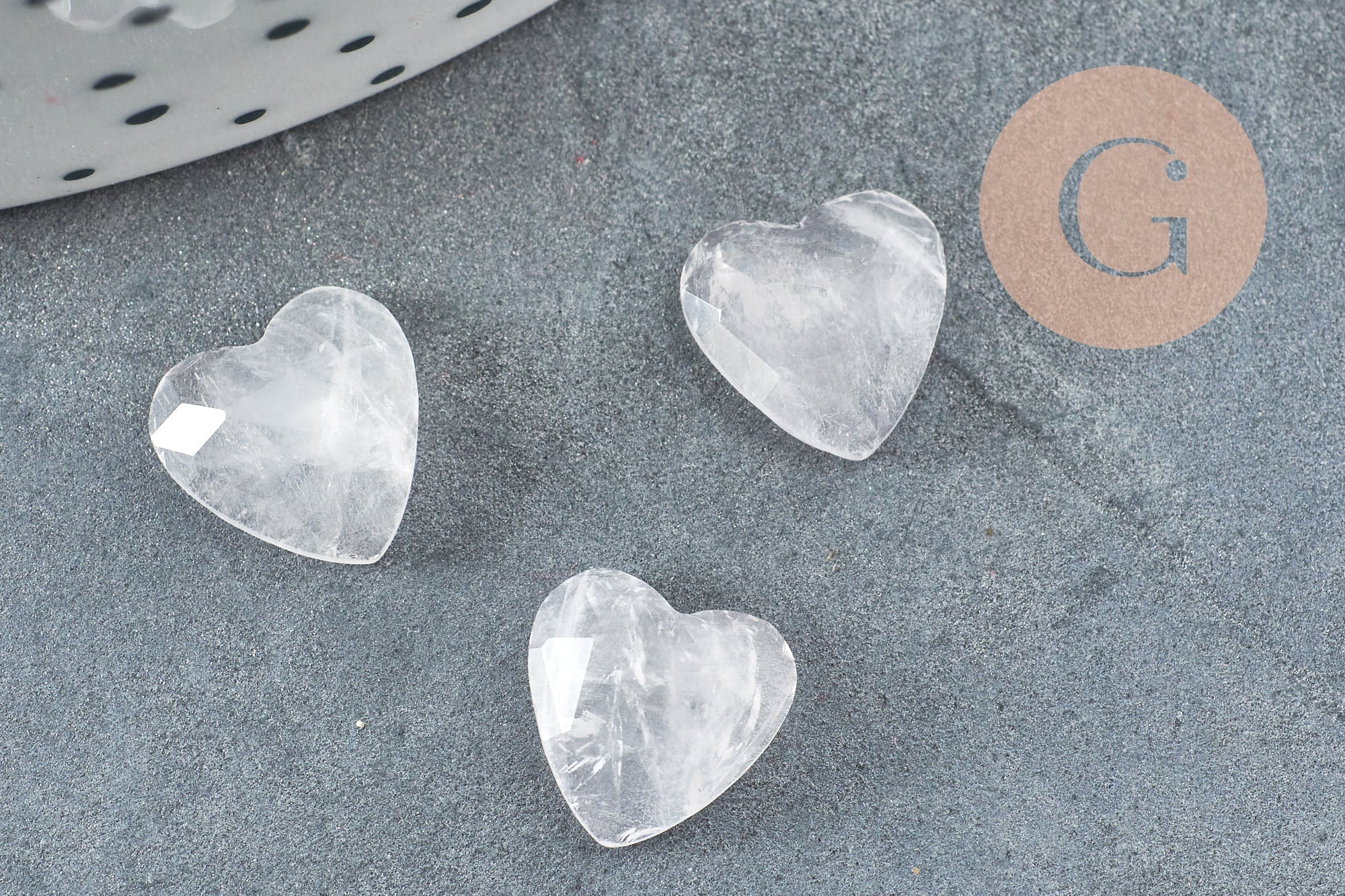 Gingerlily Cabochon cœur quartz rose G8877 facetté 10mm x1