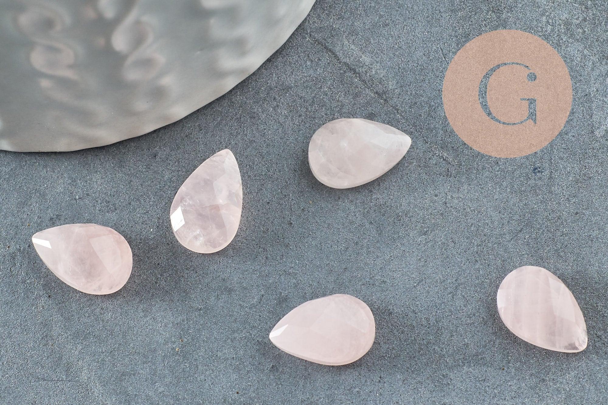 Gingerlily Cabochons G9962 cabochon quartz rose goutte 13x8mm