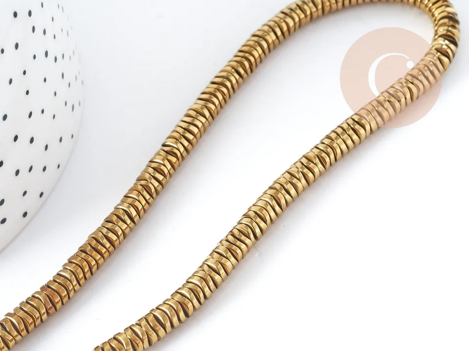 Gingerlily Perles DIY perle heishi dorée 6mm fil 40cm G8977