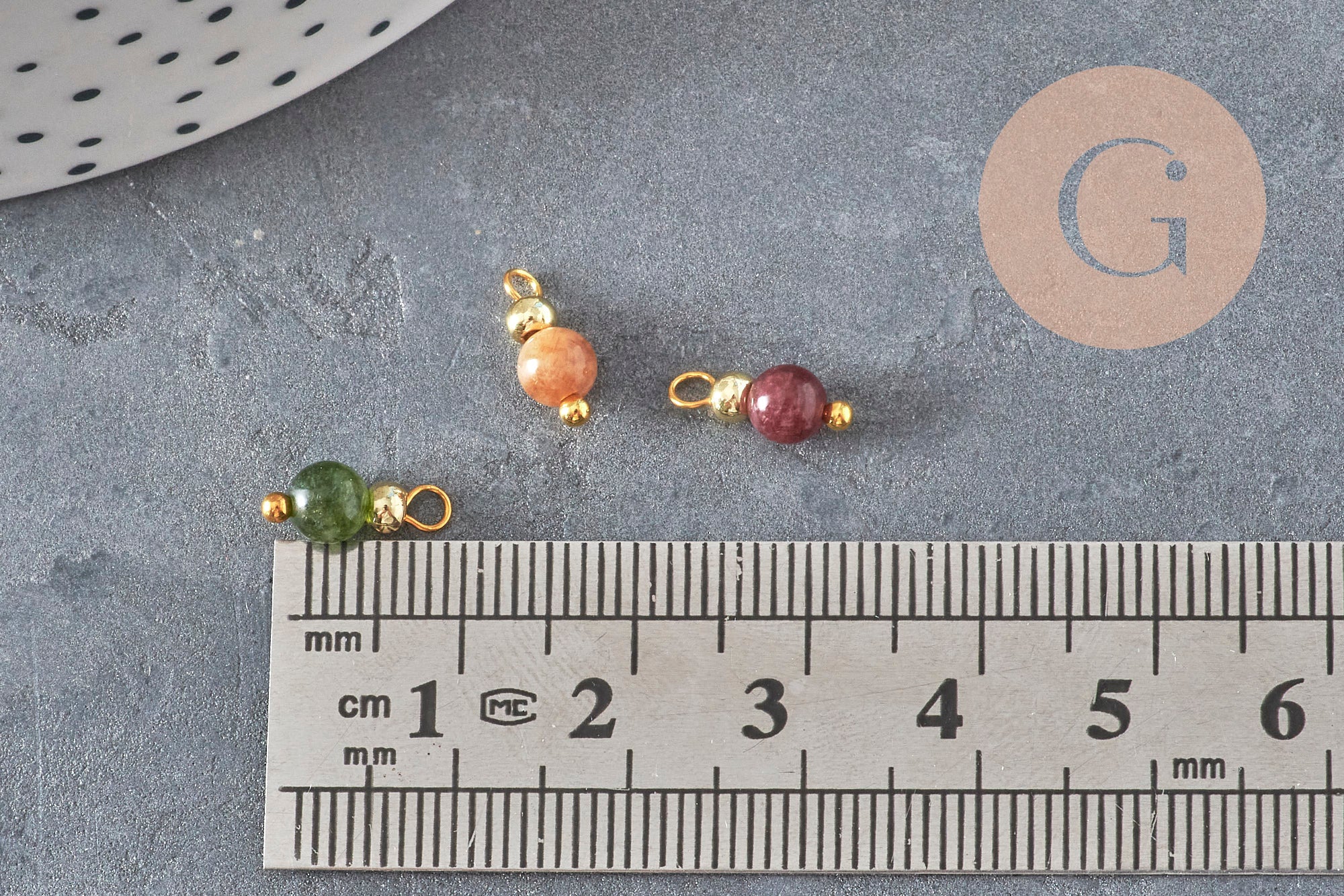 Gingerlily Breloque jade teinté doré ronde 11.5mm x1