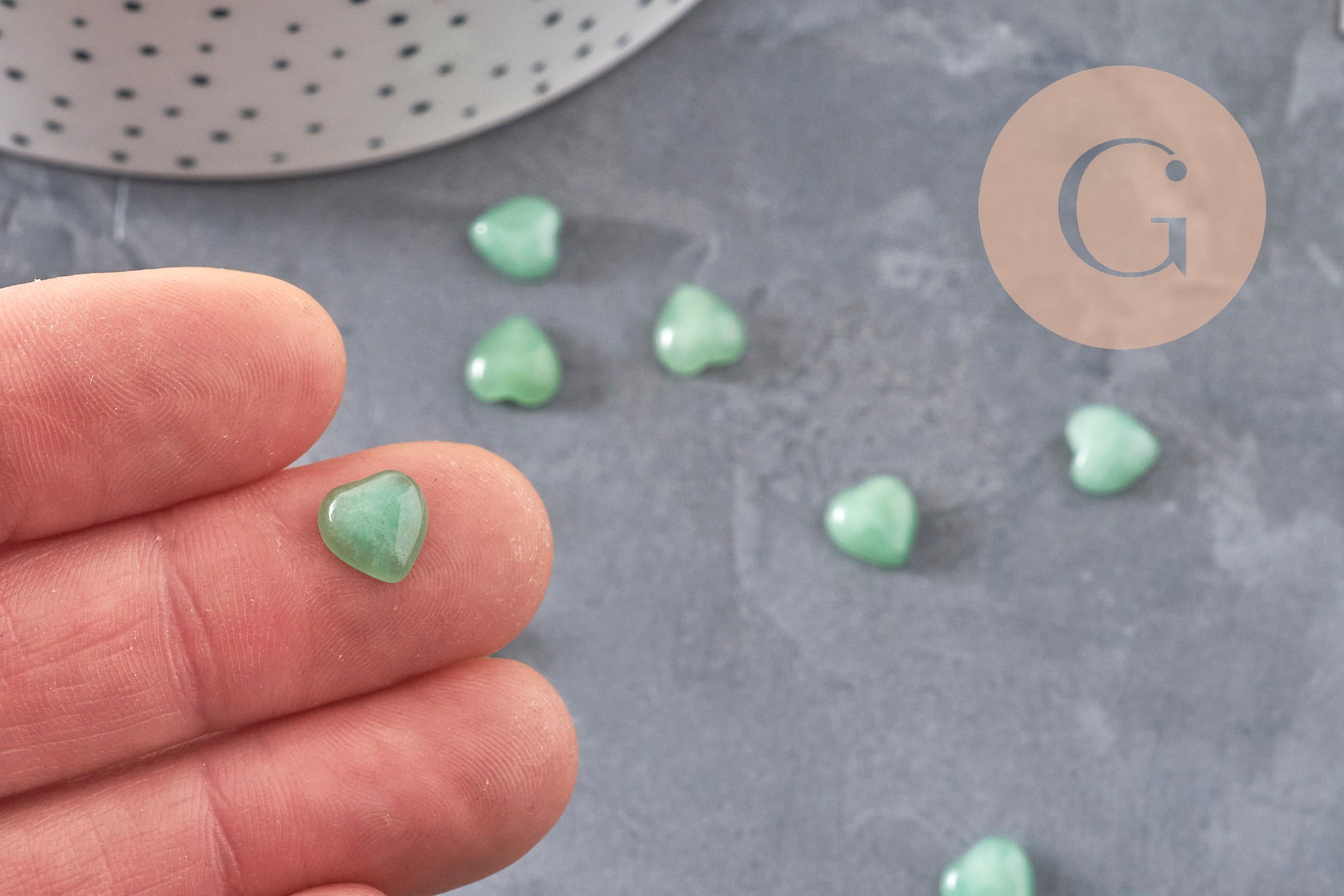 Gingerlily cabochon cœur aventurine 8x8mm x1 vert naturel