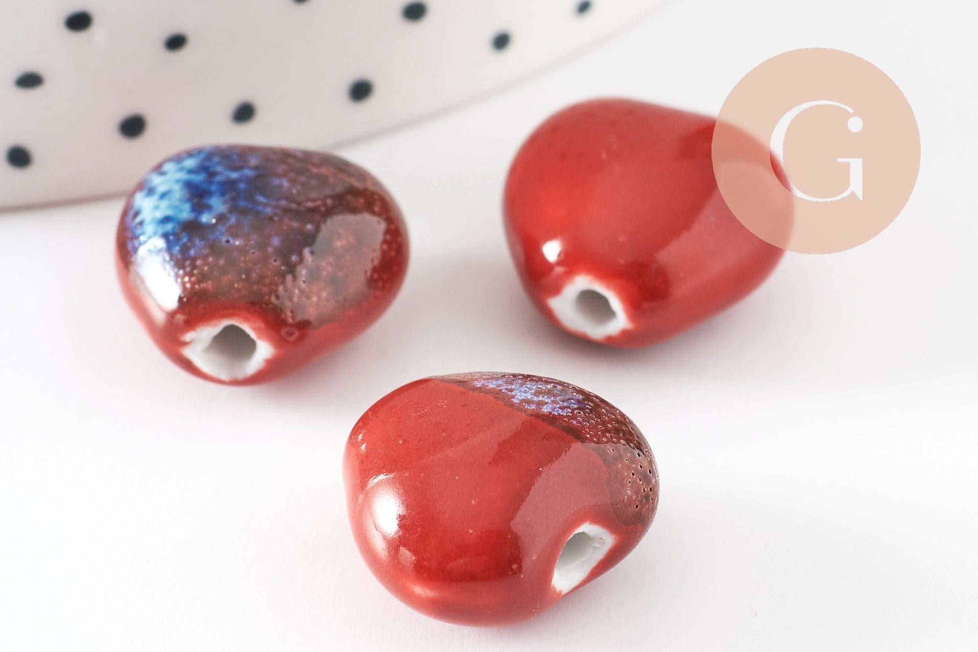 Gingerlily G9349 perles coeur porcelaine rouge x5 12mm