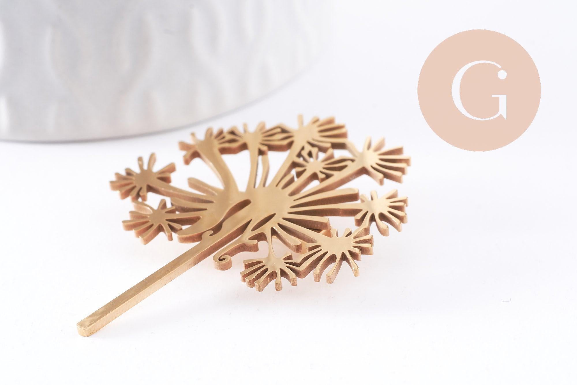 Gingerlily Broche pissenlit acier doré 52,5 mm x1