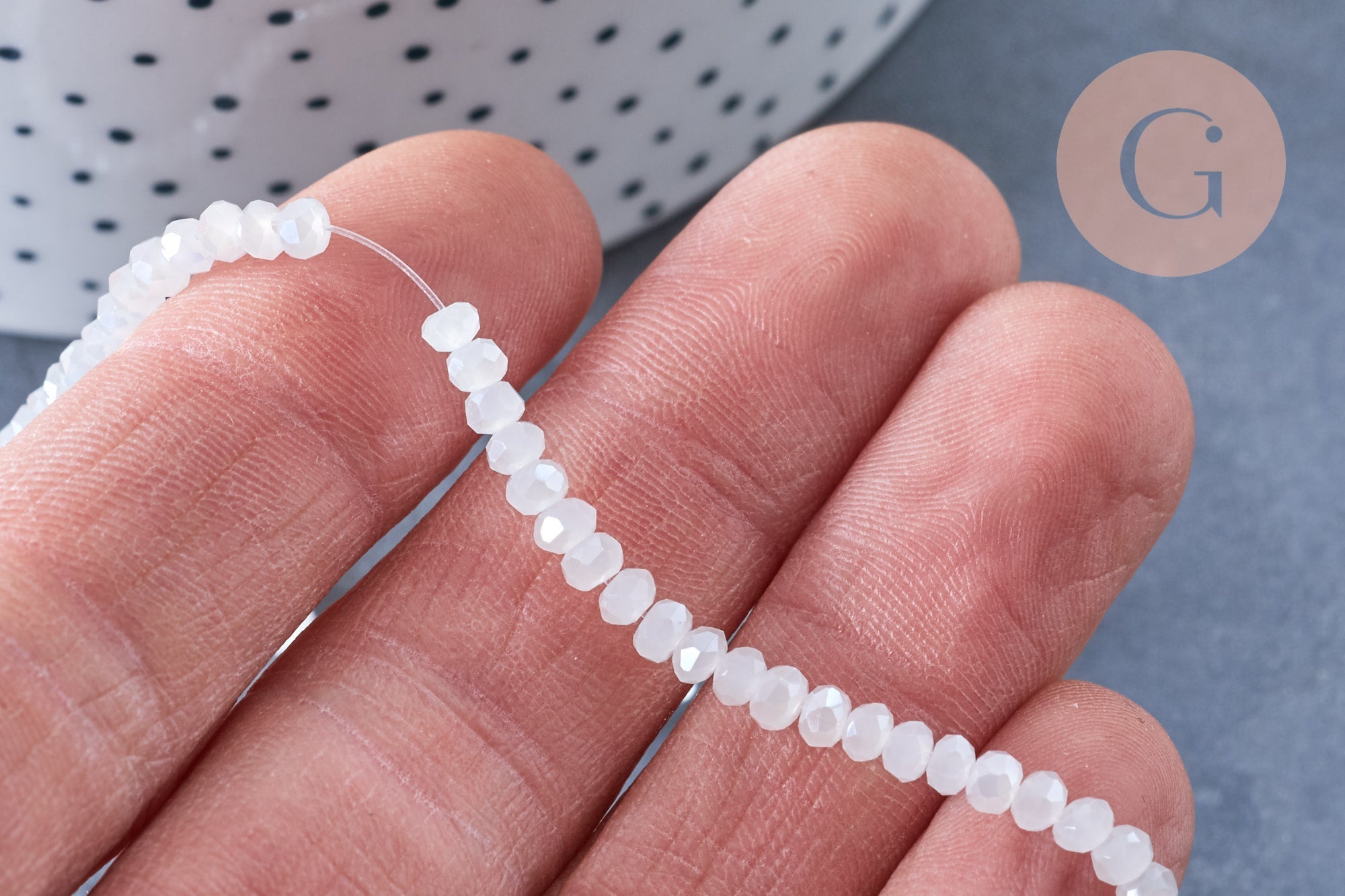 Gingerlily Perles toupies G6763 cristal blanc irisé 3,5mm fil