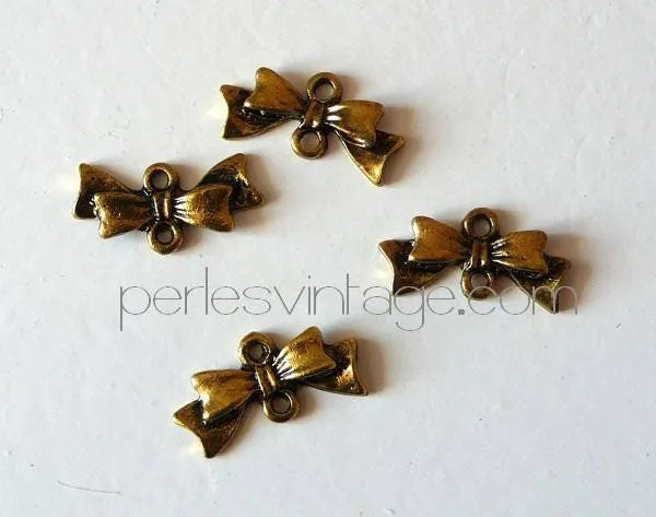 Gingerlily pendentif nœud doré 2cm x10 vieil or