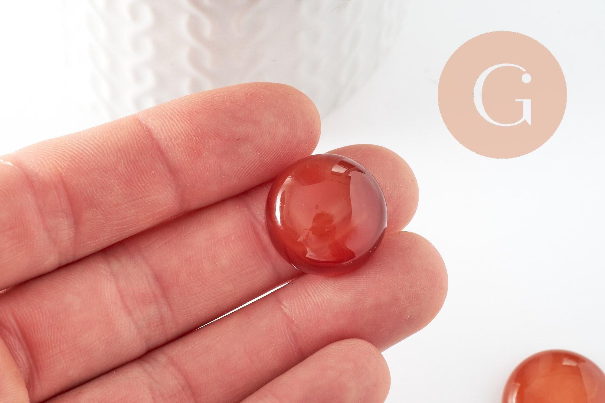 Gingerlily cabochon rond cornaline naturelle 20mm x1 orange