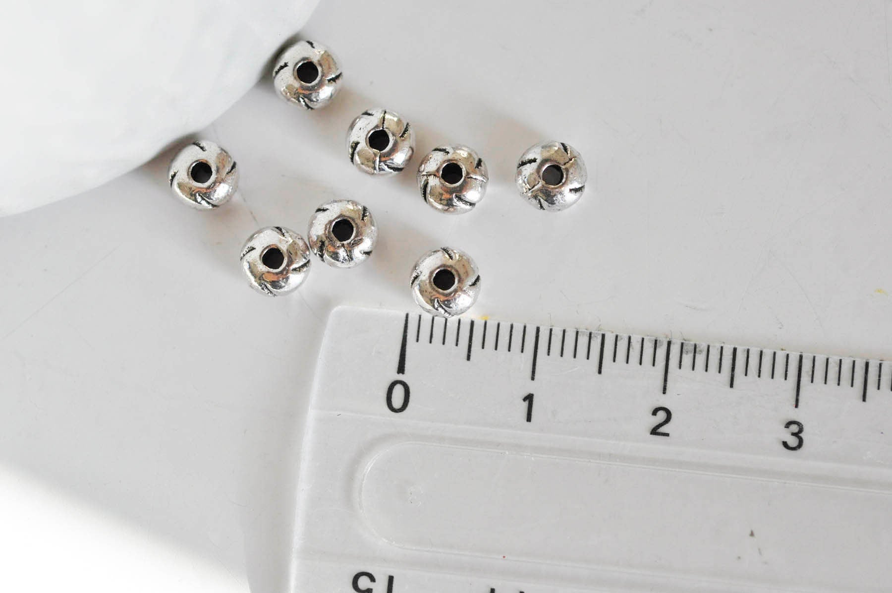 Gingerlily Perles Intercalaires argent gravé 5,5mm x10
