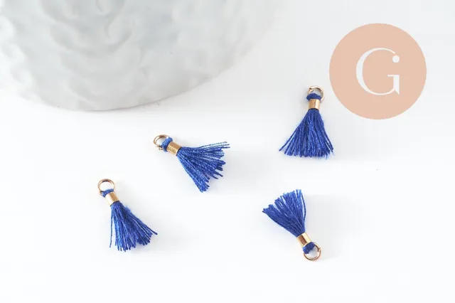 Gingerlily Pendentifs pompon bleu roi polyester x10 G9716