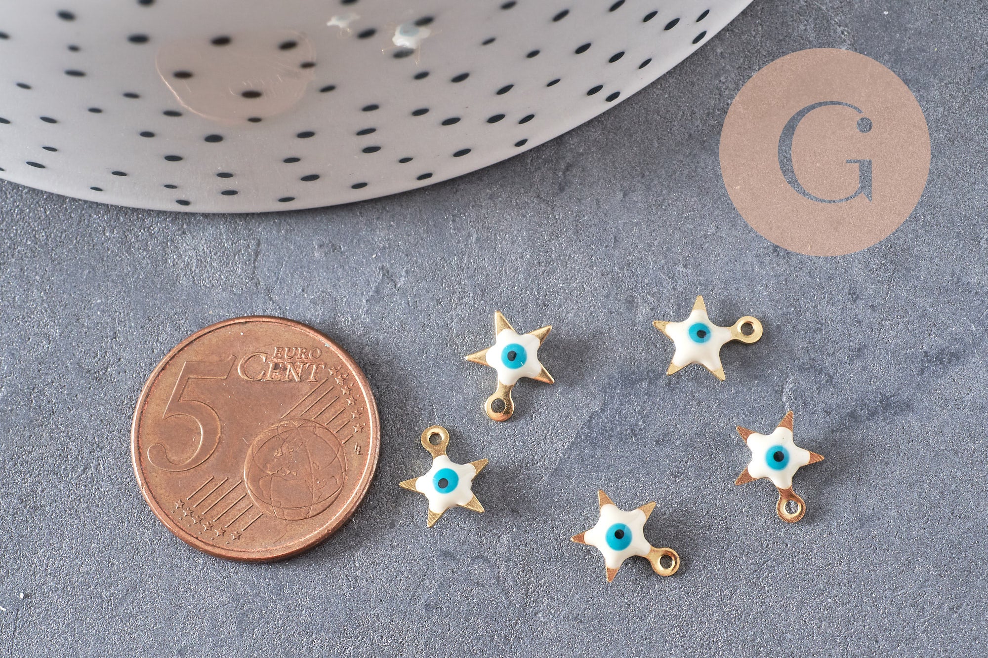 Gingerlily Étoile Oeil Acier Doré 9mm x10 Pendentif