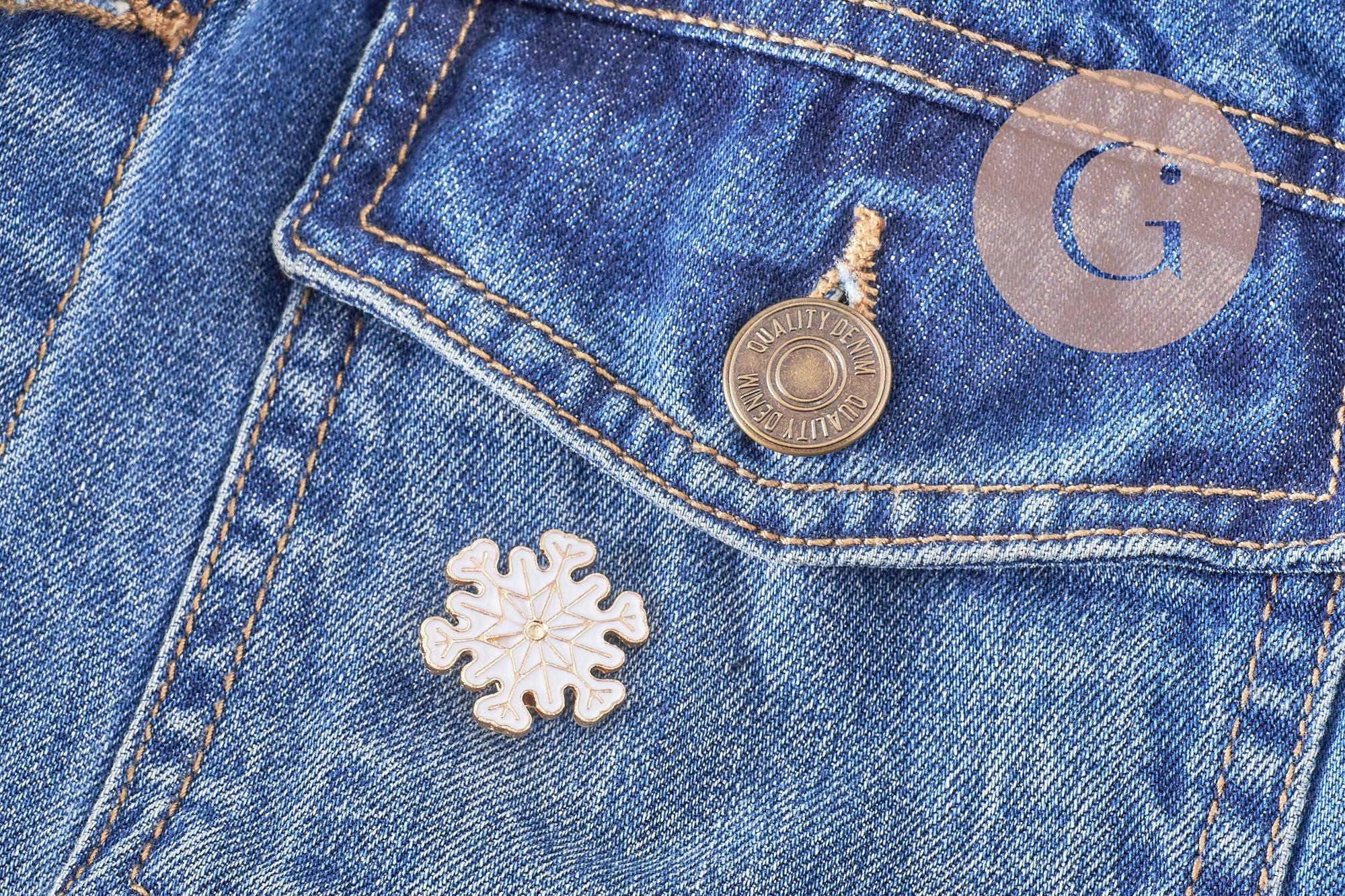 Gingerlily Broche flocon neige broche 24mm blanc doré x1