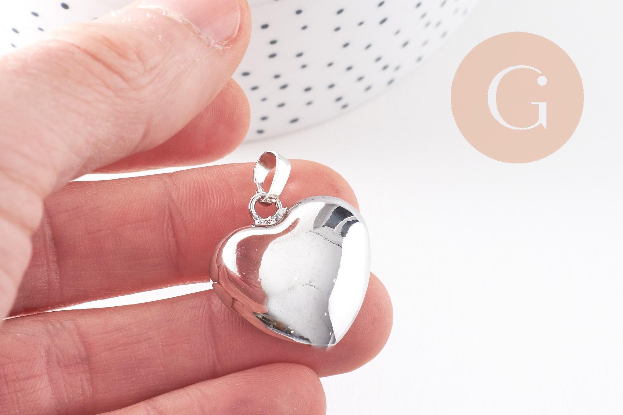 Gingerlily G9889 pendentif bola coeur 26.5mm argent platine