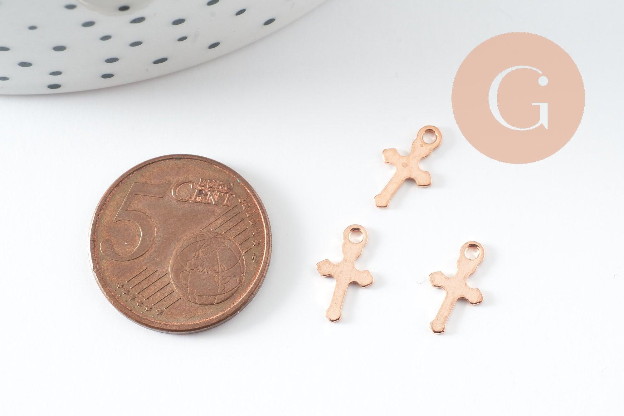 Gingerlily Pendentifs croix acier or rose 16.5mm x2