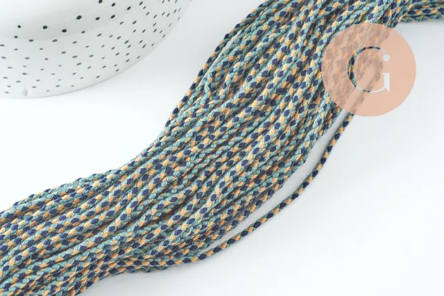 Gingerlily Cordons Cordon tressé bleu turquoise 2mm 1m