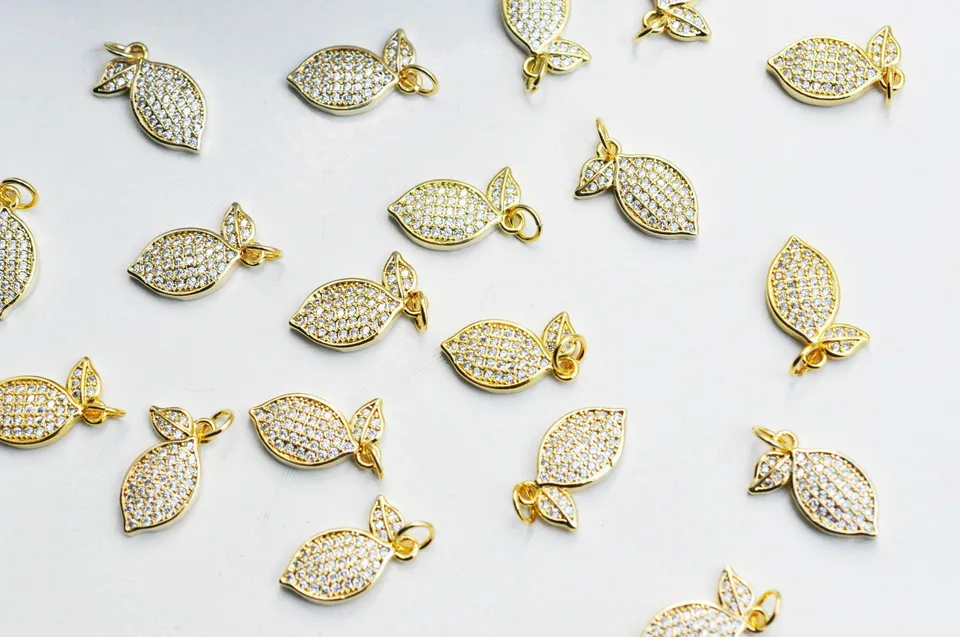 Gingerlily Pendentifs DIY G4530 pendentif citron doré 18K 16mm x1