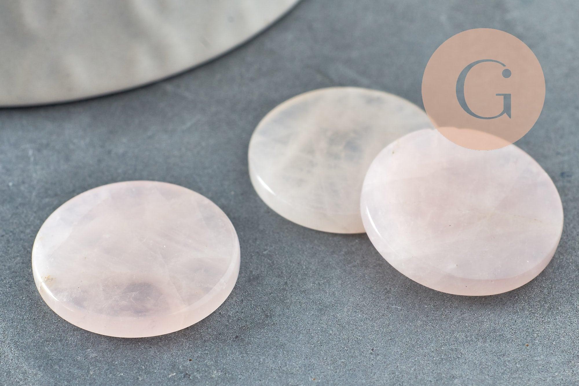 Gingerlily quartz rose cabochon disque 20mm x1 rose
