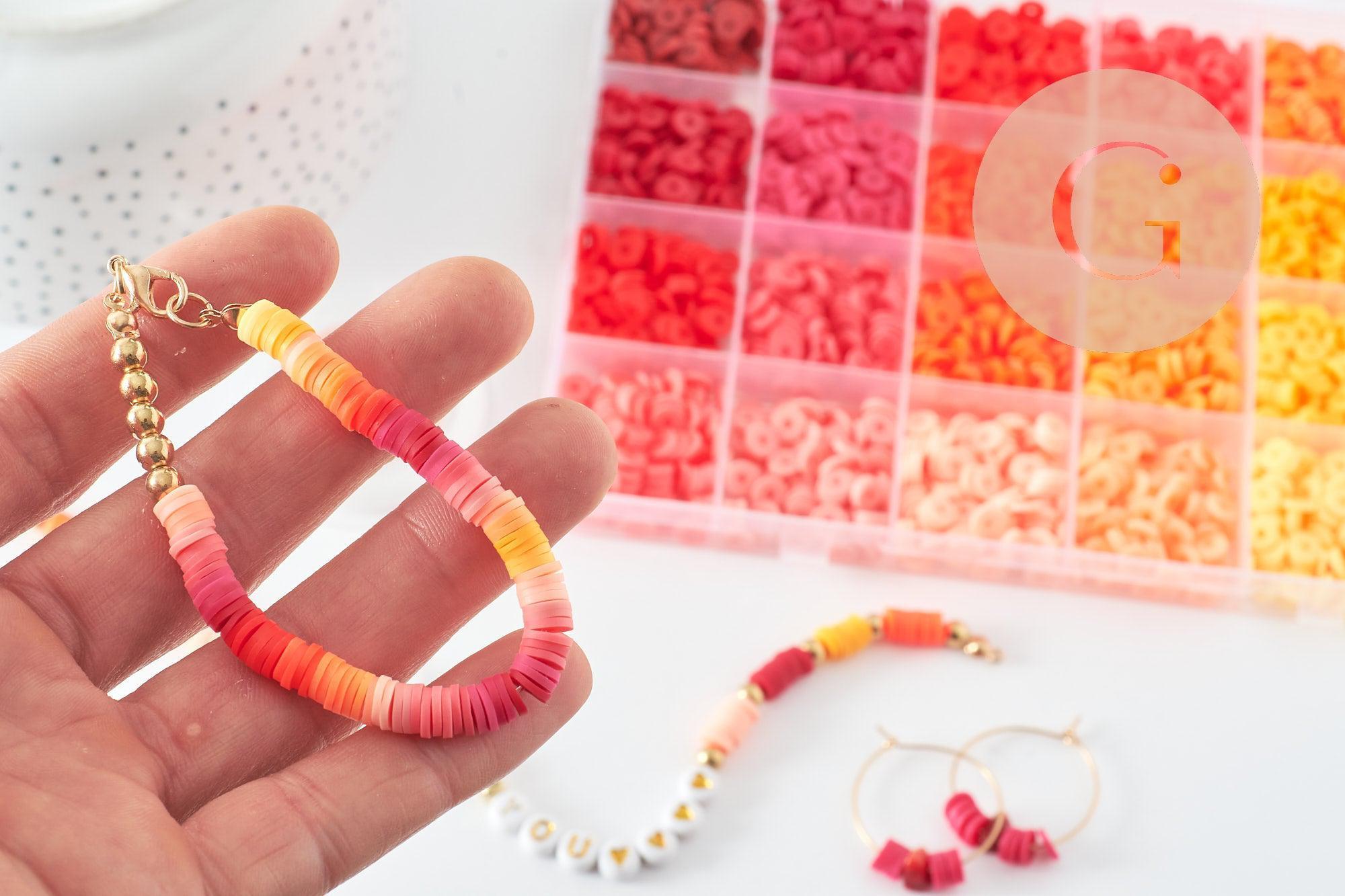 Gingerlily Kits G9608 kit perles heishi rouge orange sans pinces