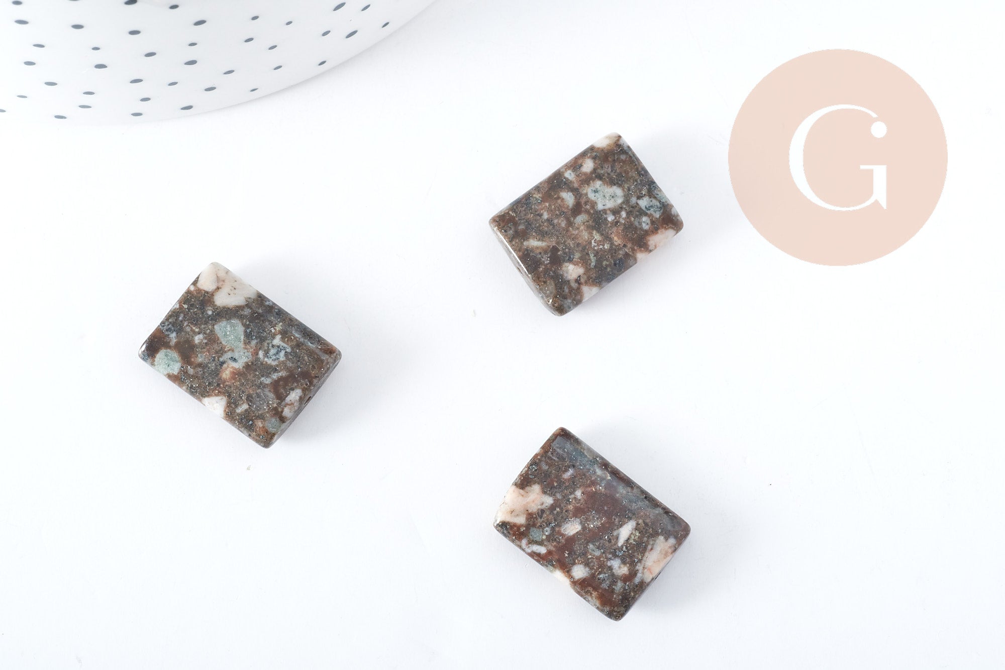 Gingerlily Perles Lakelandite G8271 perle rectangle marron x5 20x15mm