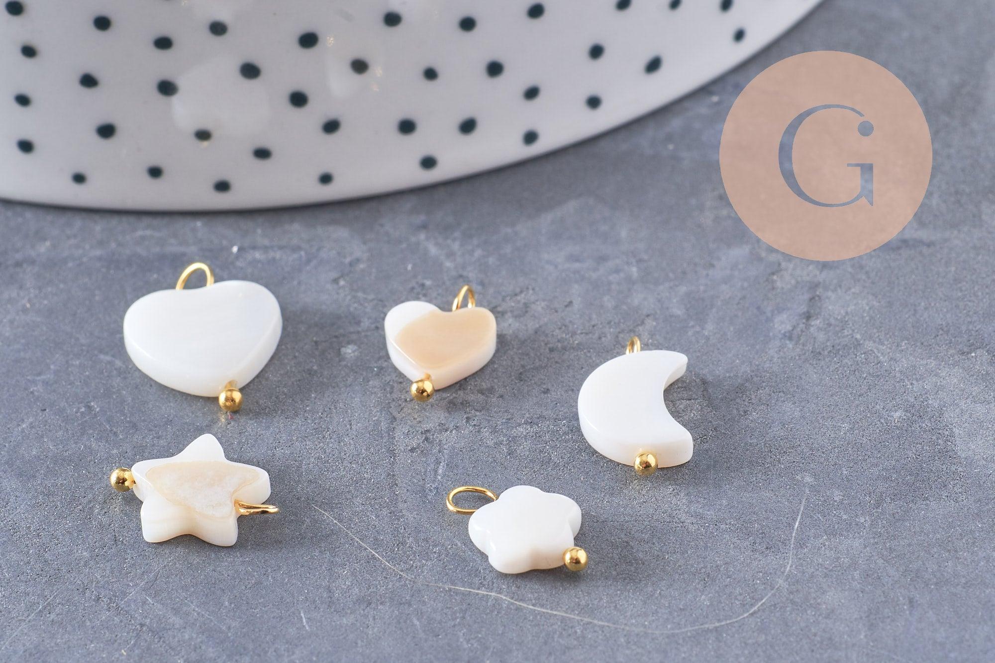 Gingerlily Pendentifs breloque nacre blanche doré x1