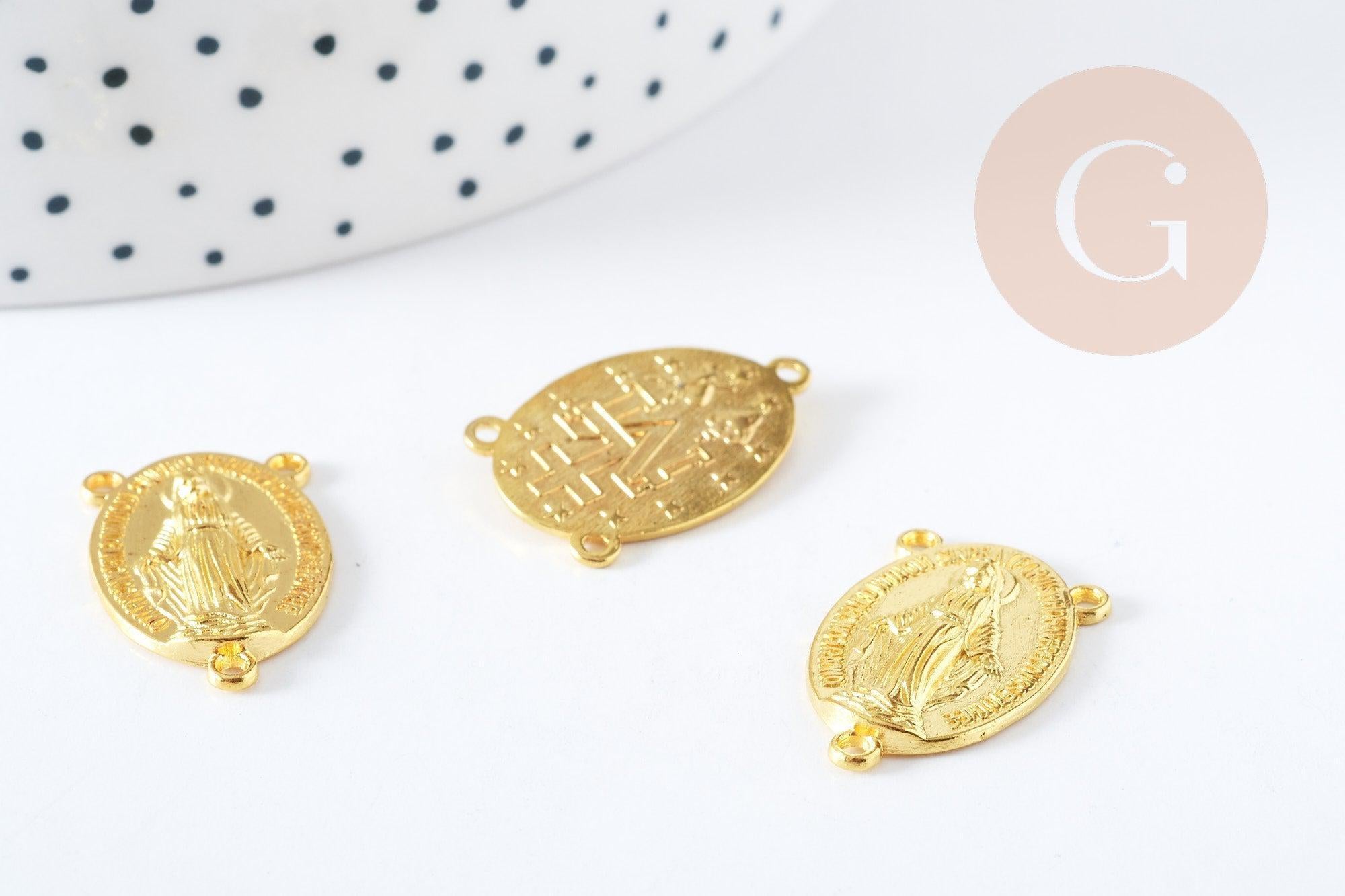 Gingerlily Pendentif médaille Vierge Marie doré 23 mm x5