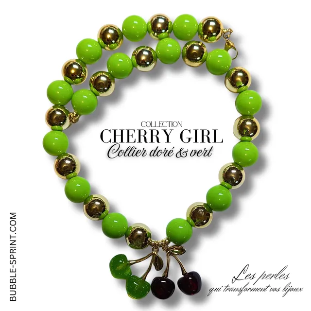 ARTSHOP Bijoux en KITS Cherry Girl collier doré vert kit