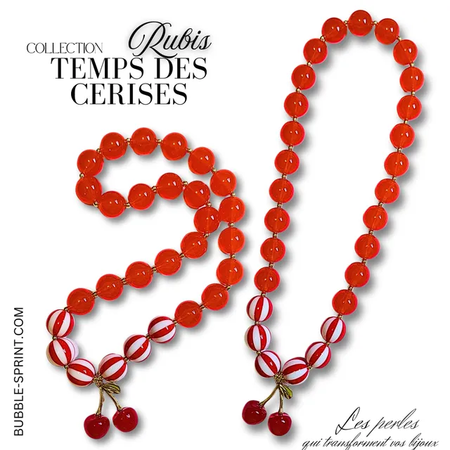 ARTSHOP Temps des Cerises Rubis collier monté 44 cm