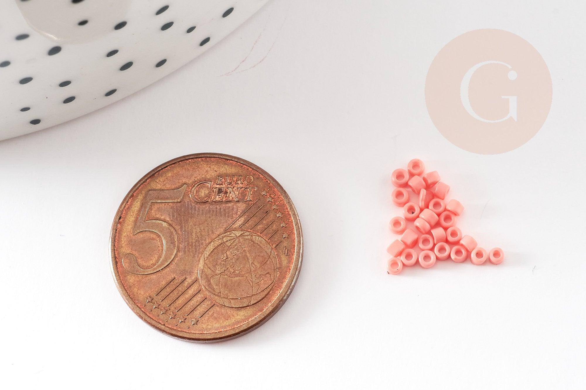 Gingerlily Perles rocaille tube verre corail 2mm 8gr