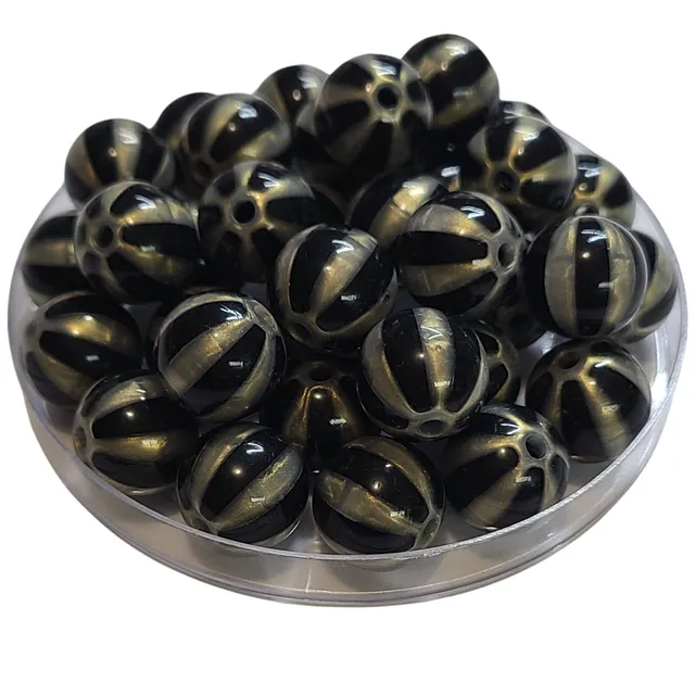ARTSHOP Boules 16MM 424 perle noir antique rayée x10