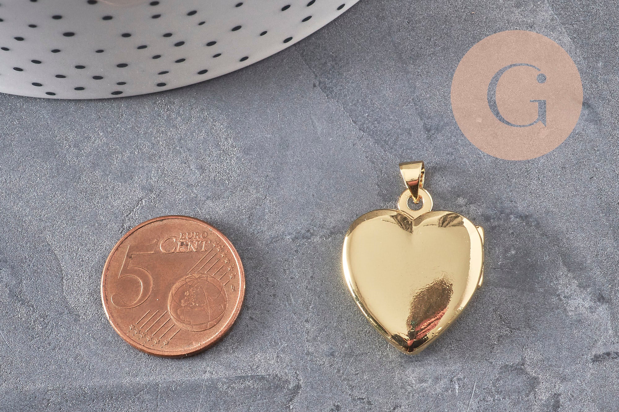 Gingerlily Pendentifs locket cœur doré 20,5mm x1