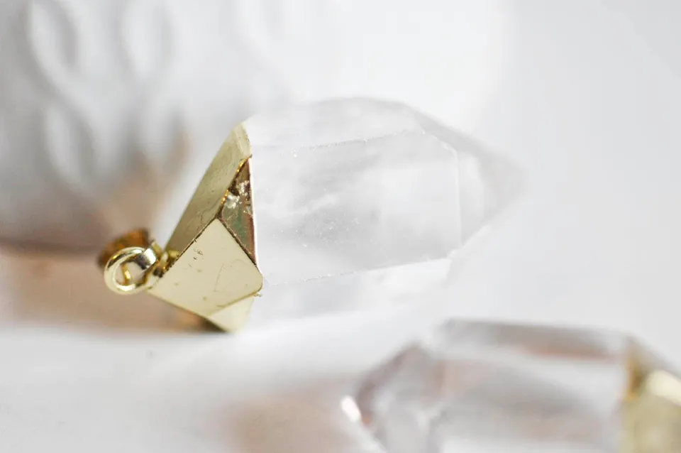 Gingerlily Pendentif pointe G1034 cristal transparent doré x1