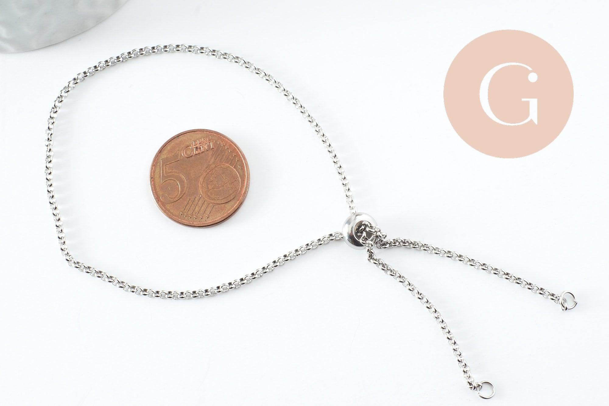 Gingerlily Apprêts G9492 base bracelet acier platine 30,5 cm
