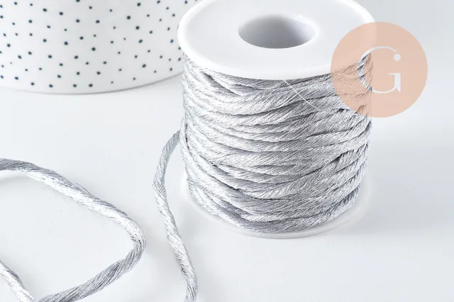 Gingerlily Cordons et fils Cordon macramé argent 3mm 1m G10590