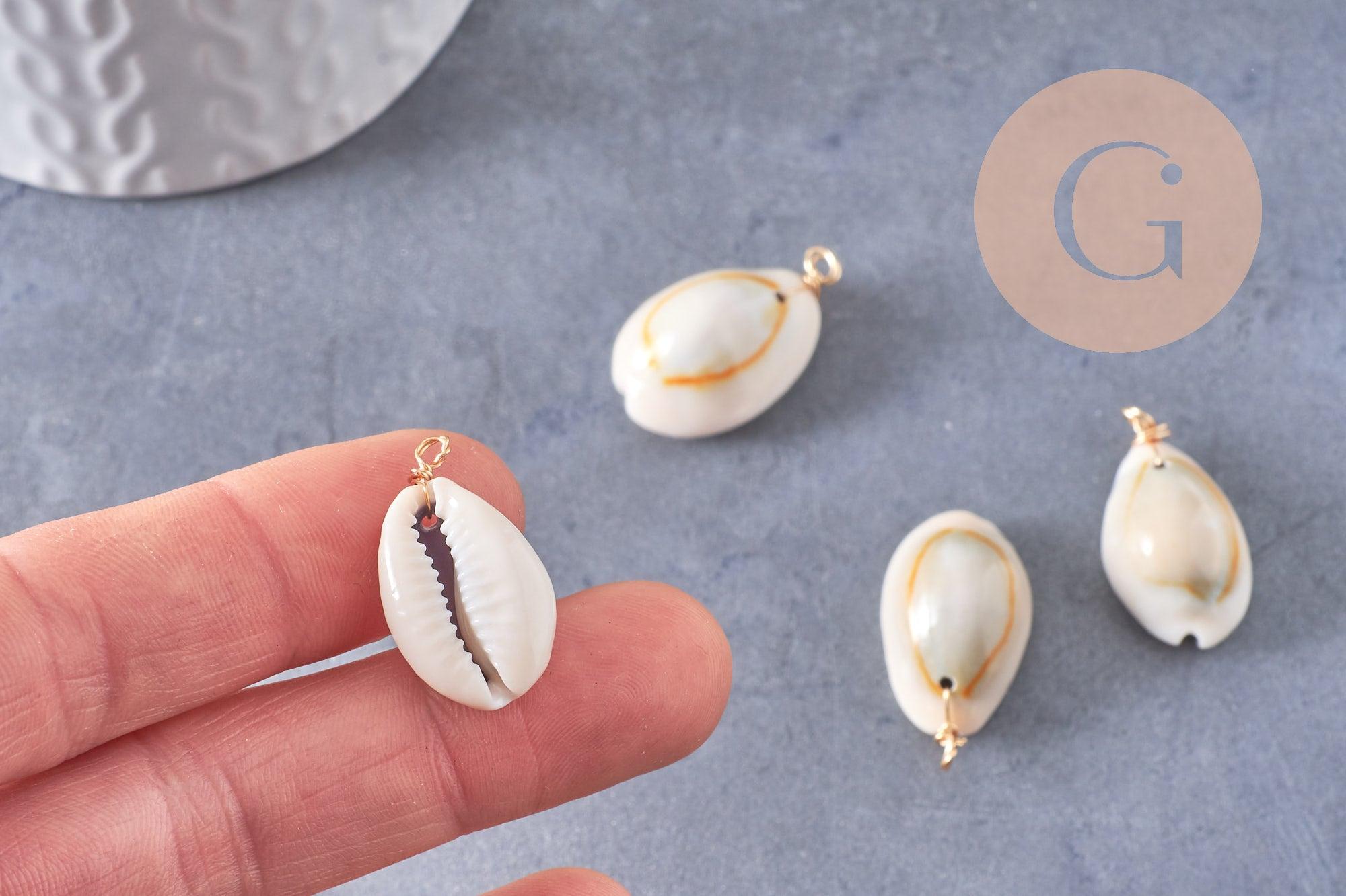 Gingerlily Pendentifs DIY G10319 cauri beige 24-32mm x2