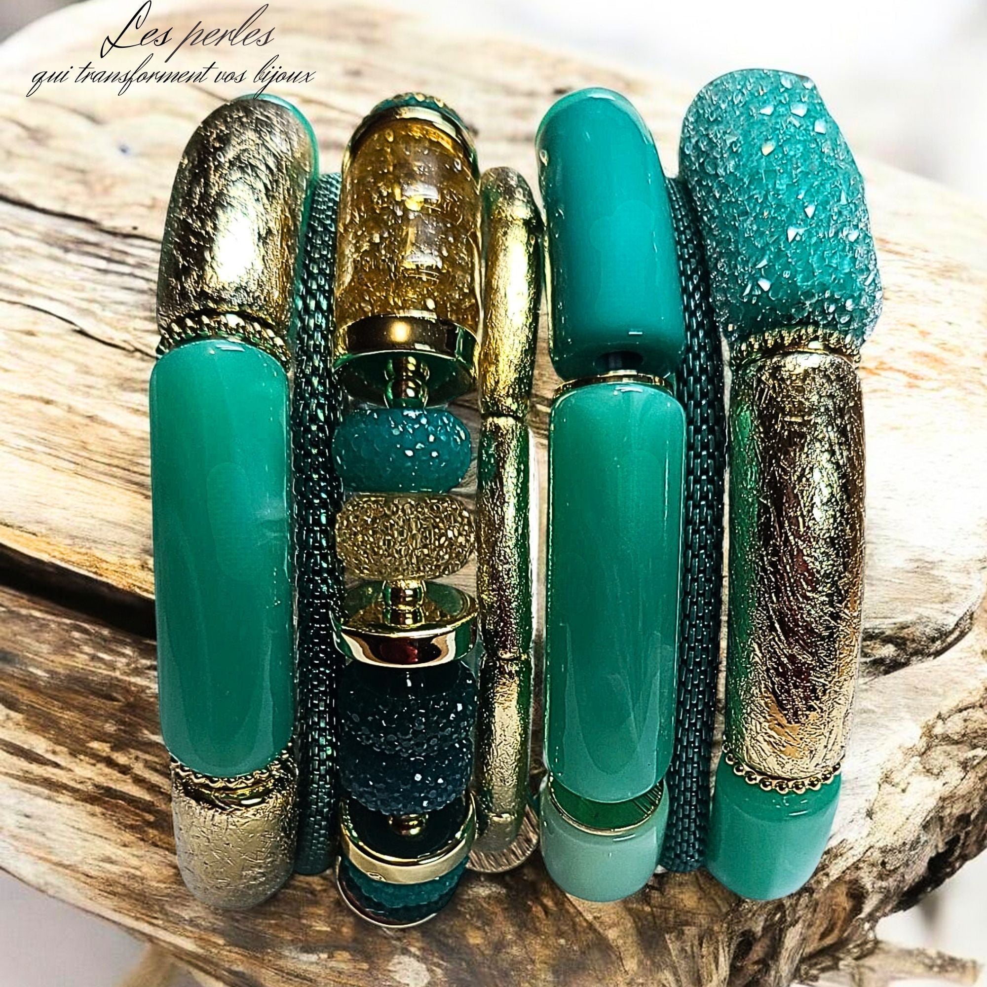ARTSHOP Jonc Bangle bracelet Vert d'eau monté prêt à porter