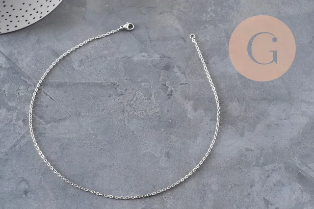 Gingerlily Chaînes collier chaîne forçat platine 2mm 37,8cm x1 inox