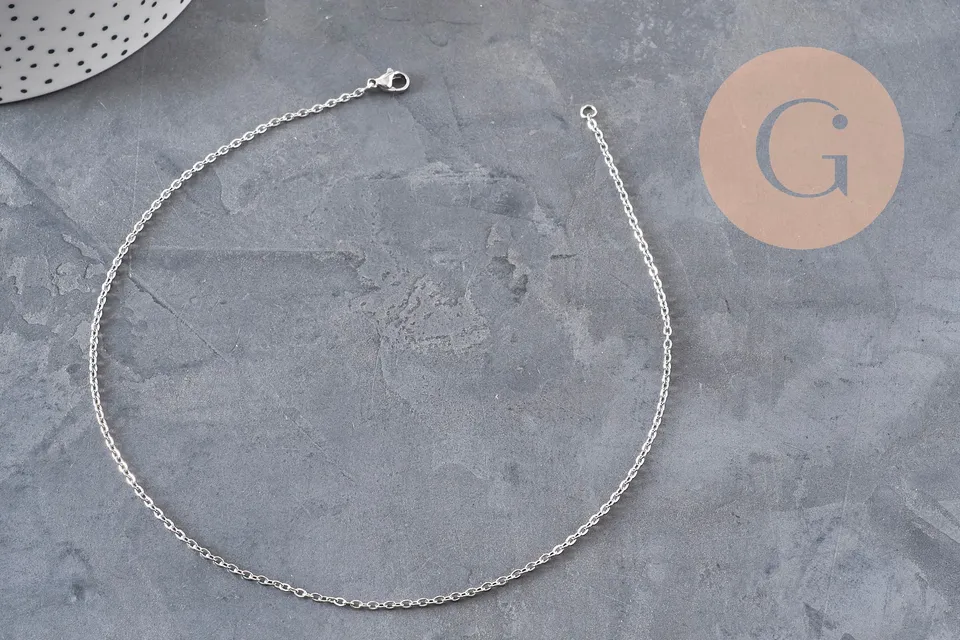 Gingerlily Chaînes collier chaîne forçat platine 2mm 37,8cm x1 inox