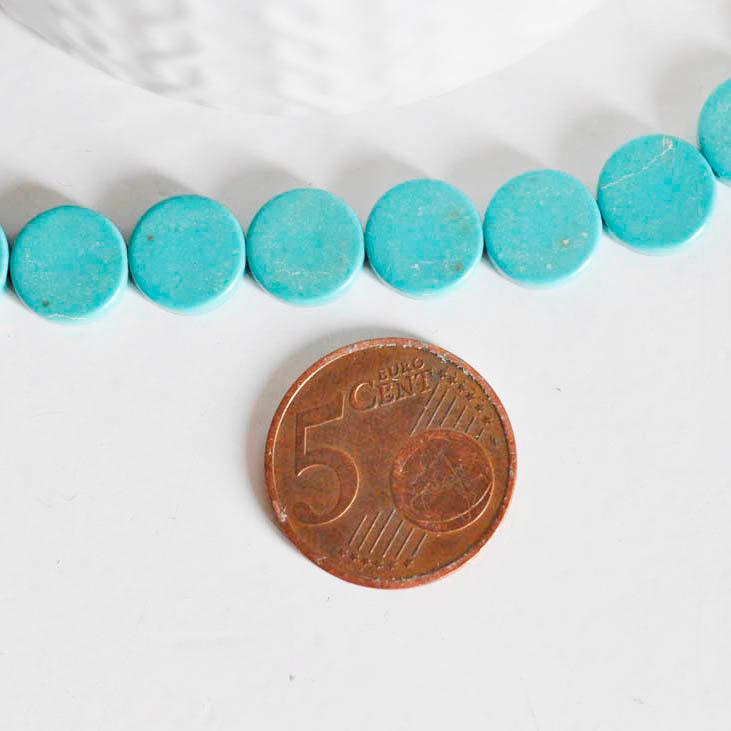 Gingerlily perles howlite turquoise disque 10mm fil 40 perles