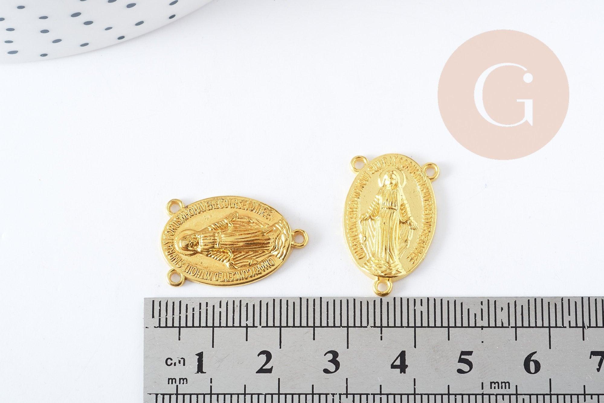 Gingerlily Pendentif médaille Vierge Marie doré 23 mm x5