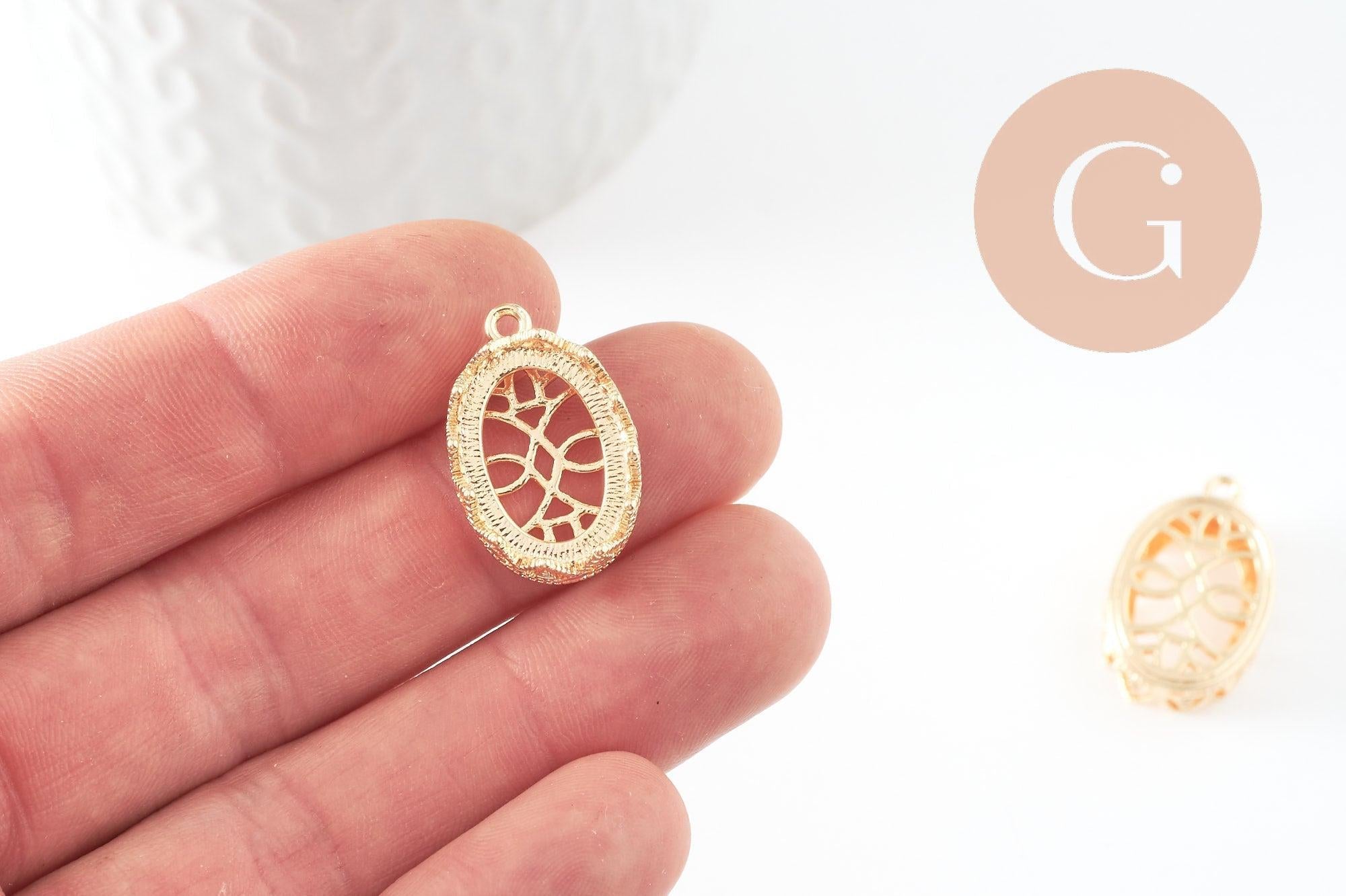 Gingerlily Pendentifs DIY G10047 support ovale doré 18x13mm x2