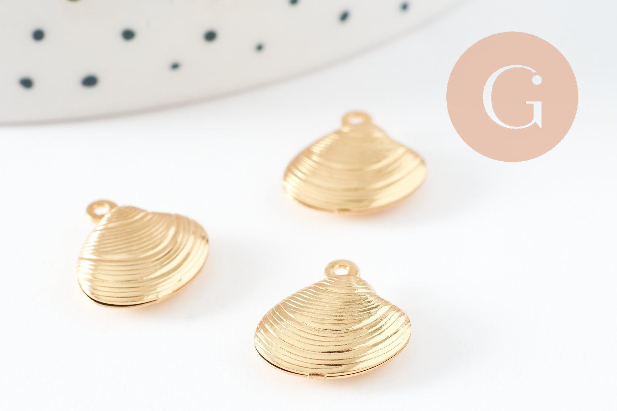 Gingerlily breloque coquillage pendentif acier doré 14mm x1