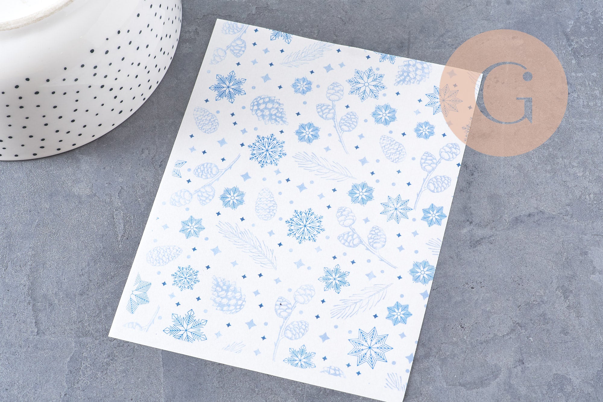 Gingerlily Pâte polymère feuille transfert G10780 hiver bleu 14x10